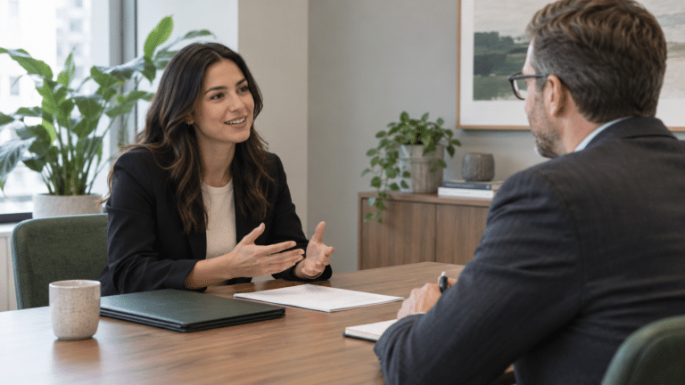 A candidate discusses a bank or credit union opportunity with a recruiter.