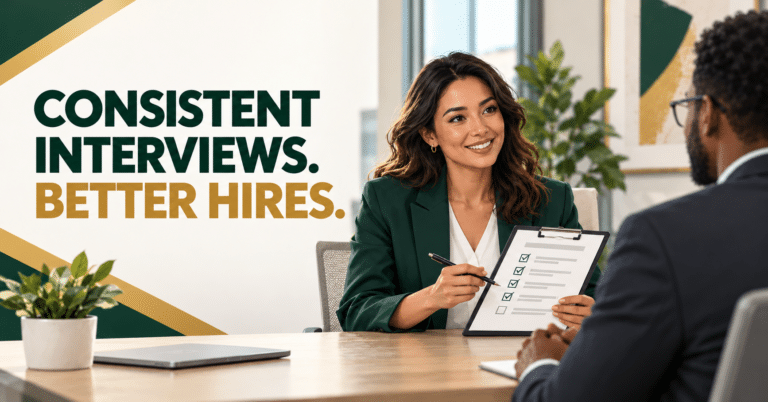 Manager interviewing a candidate using consistent interviews.